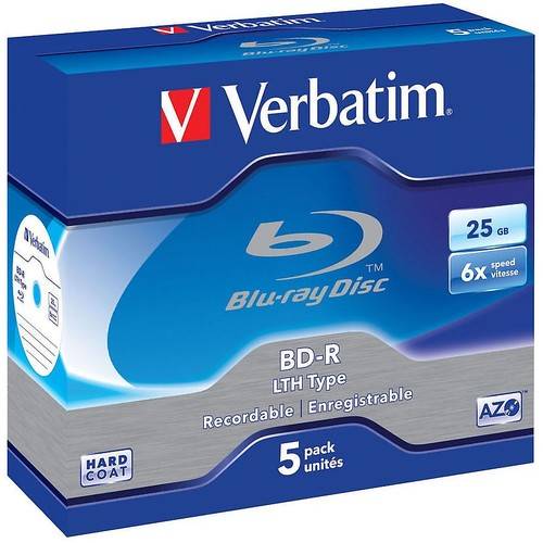 Verbatim BluRay BD-R 25GB, 6x, 5 bucati la pachet Jewel Case, White Blue