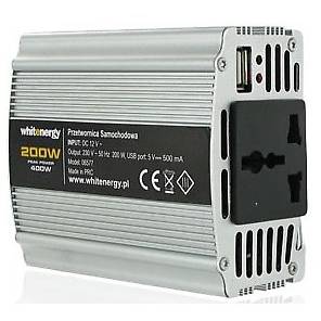 Invertor Whitenergy 06578, DC/AC de la 24V DC la 230V, AC 200W, USB