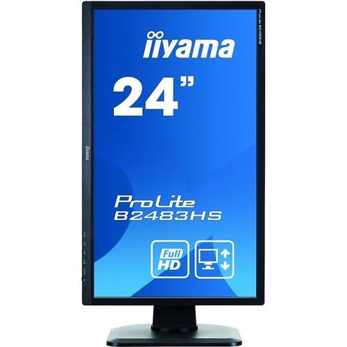 Monitor LED IIyama ProLite B2483HS-B1, 24.0 inch, Full HD, 2 ms, 1x HDMI, 1x VGA, 1x DVI, 1x Jack, Negru