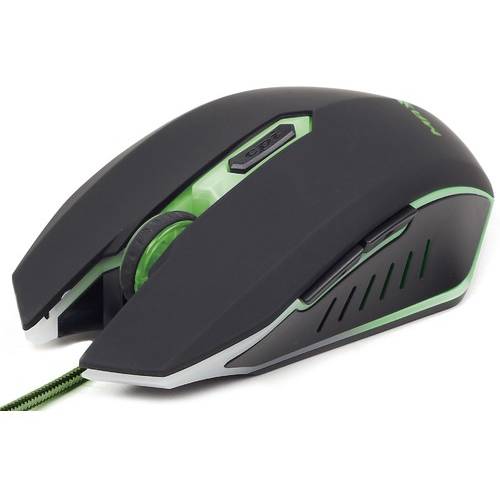 Mouse gaming Gembird MUSG-001-G, USB, 400 - 2400dpi, Optic, Negru - Verde