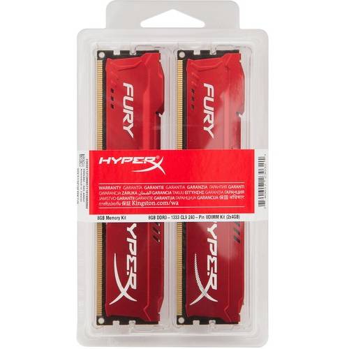 Memorie Kingston HyperX Fury Red DDR3 8GB 1600 MHz, CL10 Kit Dual