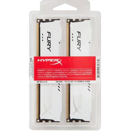 Memorie Kingston HyperX Fury White DDR3 8GB 1866 MHz, CL10 Kit Dual