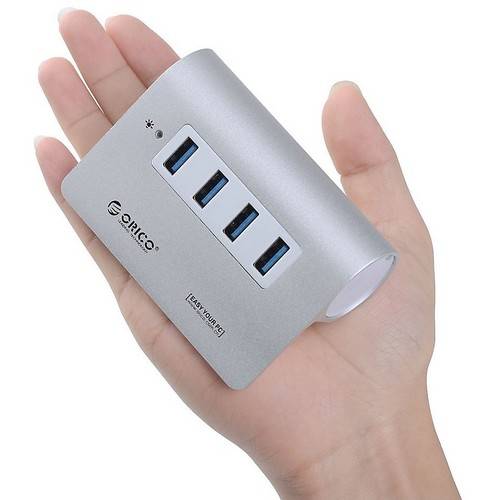 Hub USB Hub USB Orico M3H4-SV, 4 port-uri USB 3.0, Argintiu