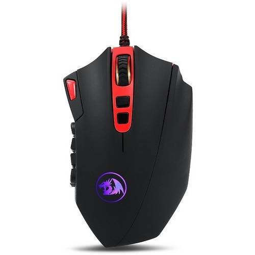 Mouse gaming Redragon Perdition, M901, Cu fir, USB, Laser, 16400 dpi, Negru / Rosu