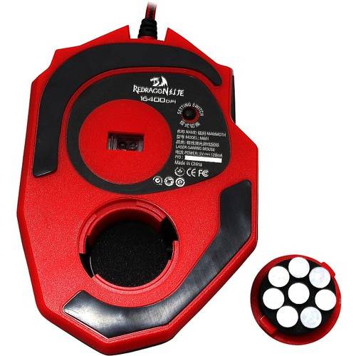 Mouse gaming Mouse Gaming Redragon Mammoth, M801, Cu fir, USB, Laser, 16400 dpi, Negru / Rosu