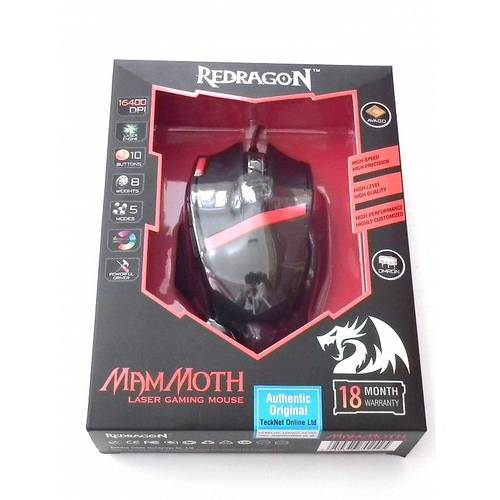 Mouse gaming Mouse Gaming Redragon Mammoth, M801, Cu fir, USB, Laser, 16400 dpi, Negru / Rosu