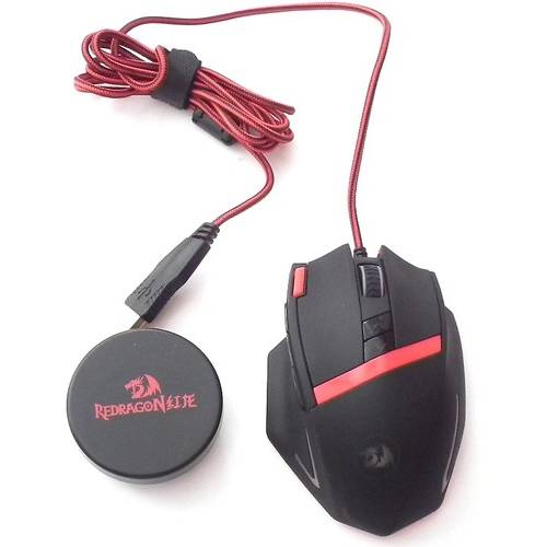 Mouse gaming Mouse Gaming Redragon Mammoth, M801, Cu fir, USB, Laser, 16400 dpi, Negru / Rosu