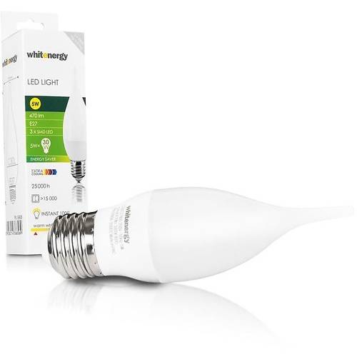 Bec cu LED Whitenergy 5.0W, 230V Fasung E27, Alb lapte tip Lumanare C30L