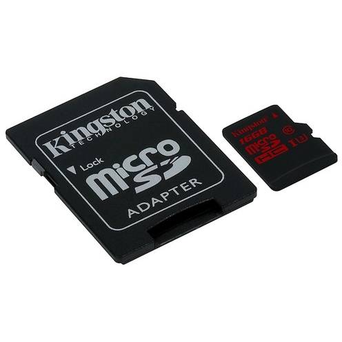 Card Memorie Kingston micro SDHC UHS-I U3, 16GB, Clasa 10, Adaptor SD inclus
