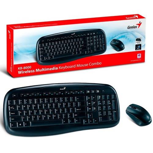 Kit Tastatura si Mouse Genius KB-8000X, Wireless, Negru