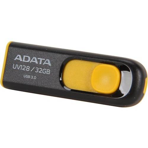 Memorie USB A-DATA UV128, 32GB, USB 3.0, Negru/Galben