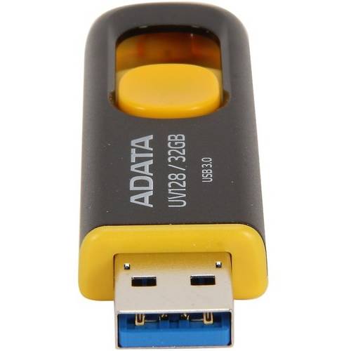 Memorie USB A-DATA UV128, 32GB, USB 3.0, Negru/Galben