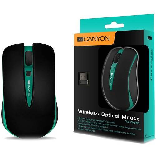 Mouse Canyon CNS-CMSW6G, 1600 dpi, Wireless, Verde
