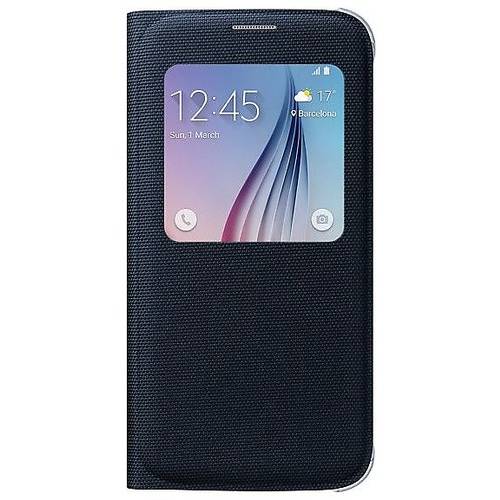 Husa tip S-View Samsung pentru Galaxy S6 G920, Negru textil