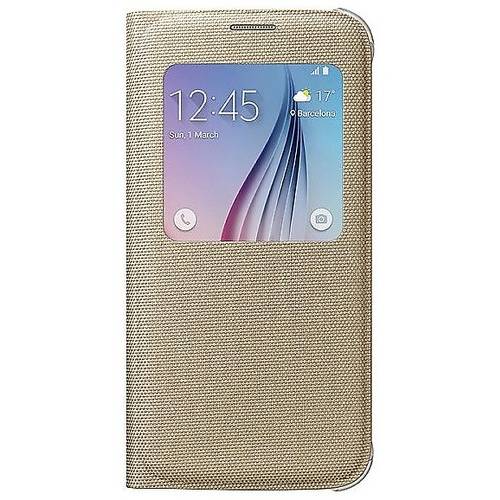 Samsung Husa tip S-View pentru Galaxy S6 G920, Auriu textil