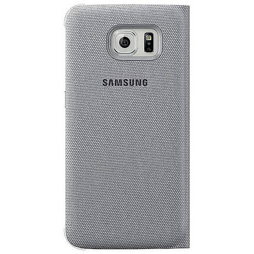Samsung Husa tip S-View pentru Galaxy S6 G920, Argintiu textil