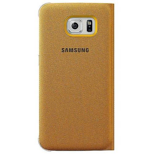Husa tip S-View Samsung pentru Galaxy S6 G920, Galben textil