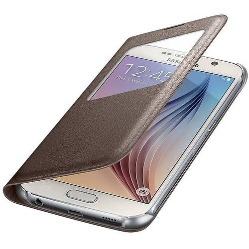 Husa tip S-View Samsung pentru Galaxy S6 G920, Auriu