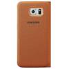 Husa tip Flip Wallet Samsung pentru Galaxy S6 G920, Orange textil