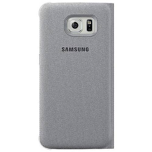Husa tip Flip Wallet Samsung pentru Galaxy S6 G920, Argintiu textil