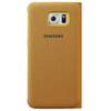 Husa tip Flip Wallet Samsung pentru Galaxy S6 G920, Galben textil