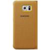 Husa tip Flip Wallet Samsung pentru Galaxy S6 Edge G925, Galben textil
