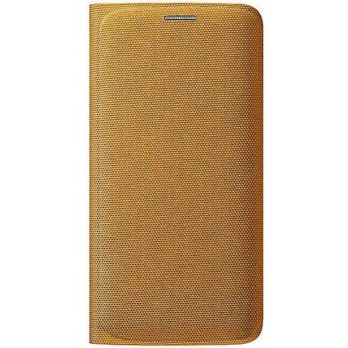Husa tip Flip Wallet Samsung pentru Galaxy S6 Edge G925, Galben textil