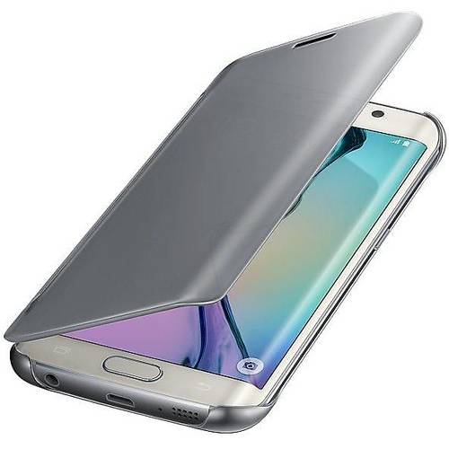 Husa tip Clear View Cover Samsung pentru Galaxy S6 Edge G925, Argintiu