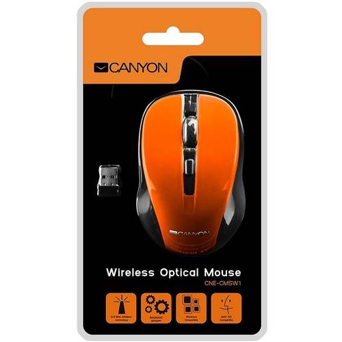 Mouse Canyon CNE-CMSW1, 1200 dpi, Wireless, Portocaliu