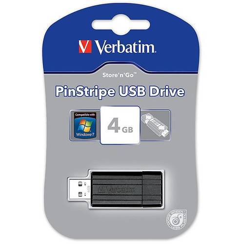 Memorie USB Verbatim Store 'n' Go PinStripe, 4GB, USB 2.0, Negru