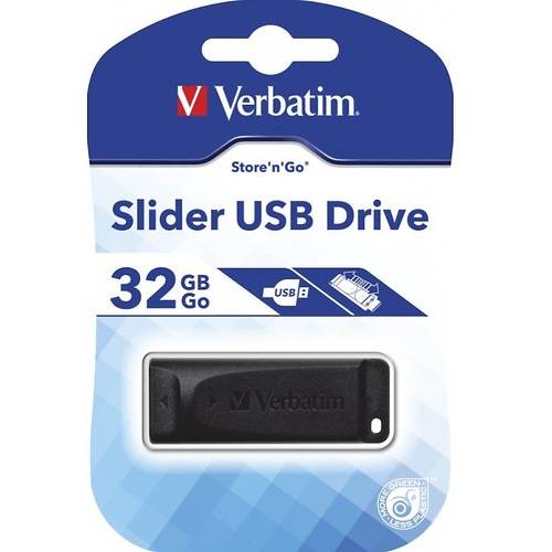 Memorie USB Verbatim Store 'n' Go Slider, 32GB, USB 2.0, Negru
