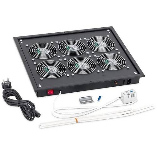 Panou ventilatie Triton pentru rack de podea 19 inch, 6 ventilatoare 230V/60W cu termostat, flux axial, Negru