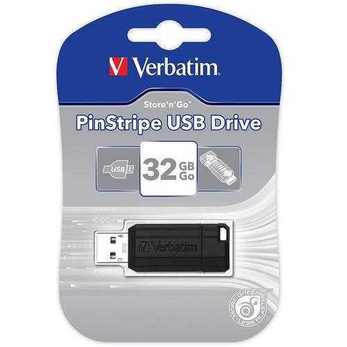 Memorie USB Verbatim Store 'n' Go PinStripe, 32GB, USB 2.0, Negru