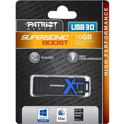 Memorie USB PATRIOT Supersonic Boost XT, 16GB, USB 3.0, Negru