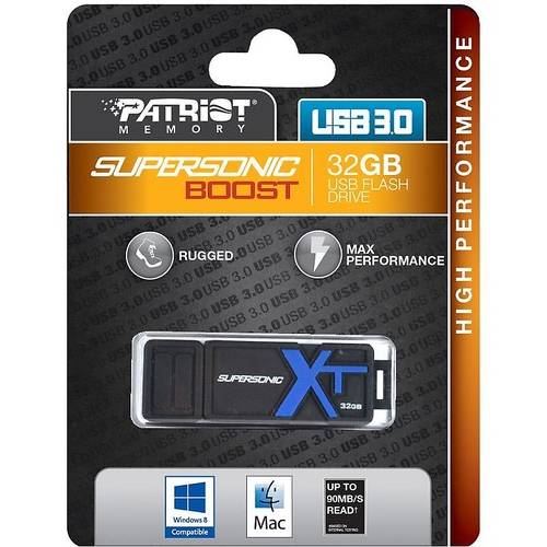 Memorie USB PATRIOT Supersonic Boost XT, 32GB, USB 3.0, Negru