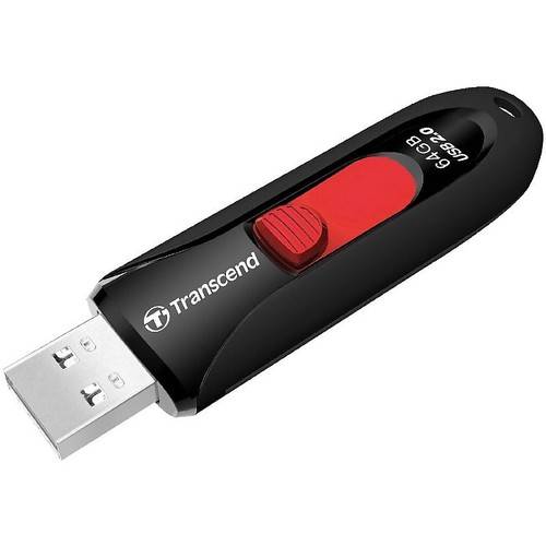 Memorie USB Transcend JetFlash 590, 64GB, USB 2.0, Negru/Rosu