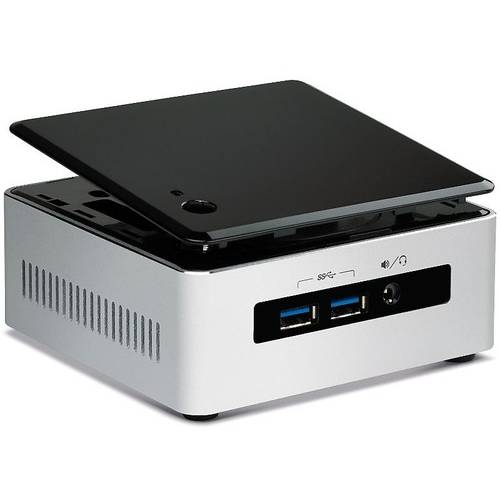 Mini PC NUC NUC5I5MYHE, Core i5-5300U 2.3GHz, DDR3, M.2 SSD, 2.5'' HDD, Intel HD 5500, FreeDOS, Bulk, Negru/Argintiu