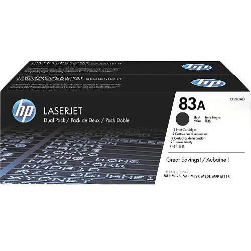 Cartus Toner Original HP 83A Dual Pack Black, CF283AD