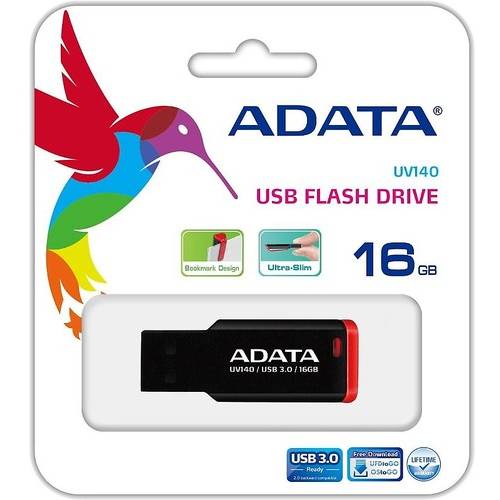 Memorie USB A-DATA UV140, 16GB, USB 3.0, Negru/Rosu