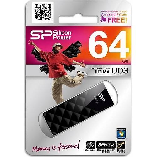 Memorie USB Memorie USB Silicon Power Ultima U03, 64GB, USB 2.0, Negru