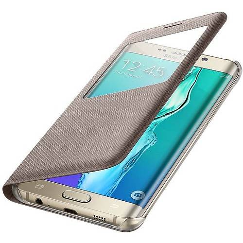 Husa S-View Cover Samsung pentru Galaxy S6 Edge+, G928, Gold