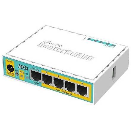 Router MikroTik hEX PoE lite OS L4, RB750UPr2, 5 porturi 10/100