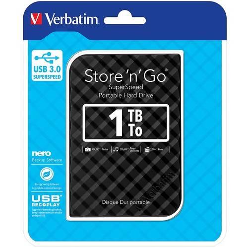 Hard Disk Extern Verbatim Store 'n' Go, 1TB, USB 3.0, Negru