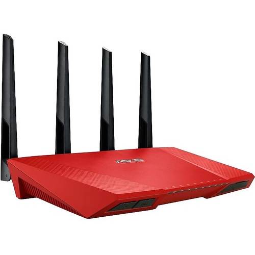Router Wireless Asus   RT-AC87U RED, 600 + 1734 Mbps, Dual Band 2.4GHz si 5GHz, 3G si 4G, Management, Rosu
