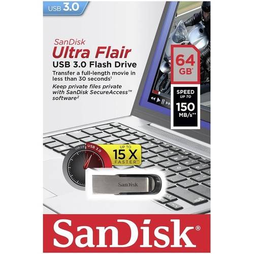 Memorie USB SanDisk Ultra Flair, 16GB, USB 3.0, Negru/Argintiu