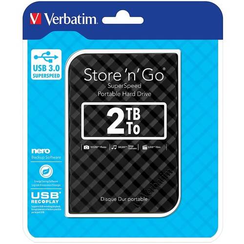 Hard Disk Extern Verbatim Store 'n' Go, 2TB, USB 3.0, Negru