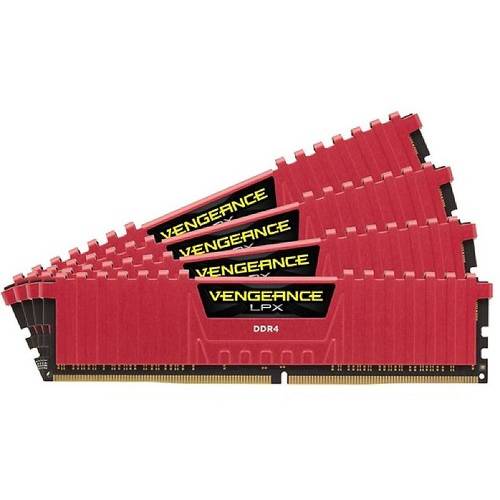 Memorie Corsair Vengeance LPX Red, 64GB, DDR4, 3333MHz, CL16, Kit Quad Channel