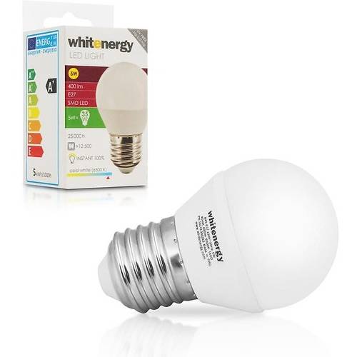 Bec cu LED Whitenergy, 230V, 5W, Fasung E27-B45, Alb Rece