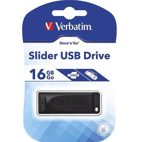 Memorie USB Verbatim Store 'n' Go Slider, 16GB, USB 2.0, Negru