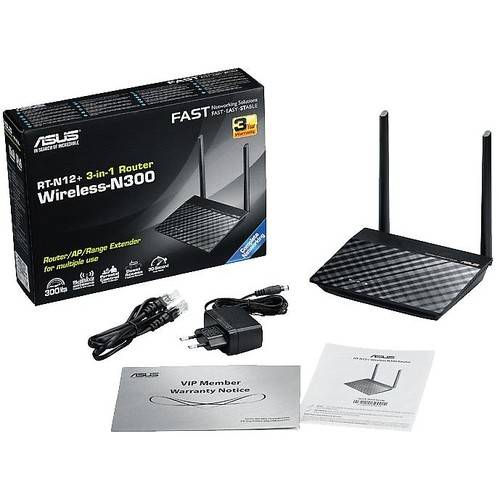 Router Wireless Asus RT-N12+, 802.11 b/g/n, 1WAN/4LAN, 300Mbps